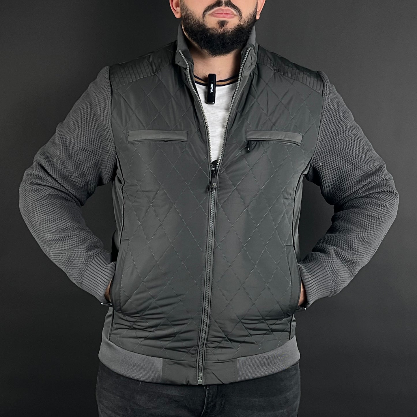 Veste David Louis Deux Tons Gris