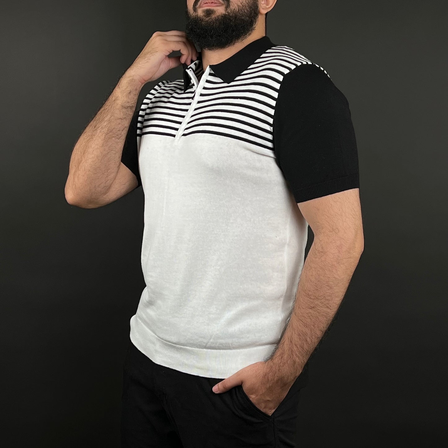 Tshirt Old Money Zipper Noir et Blanc