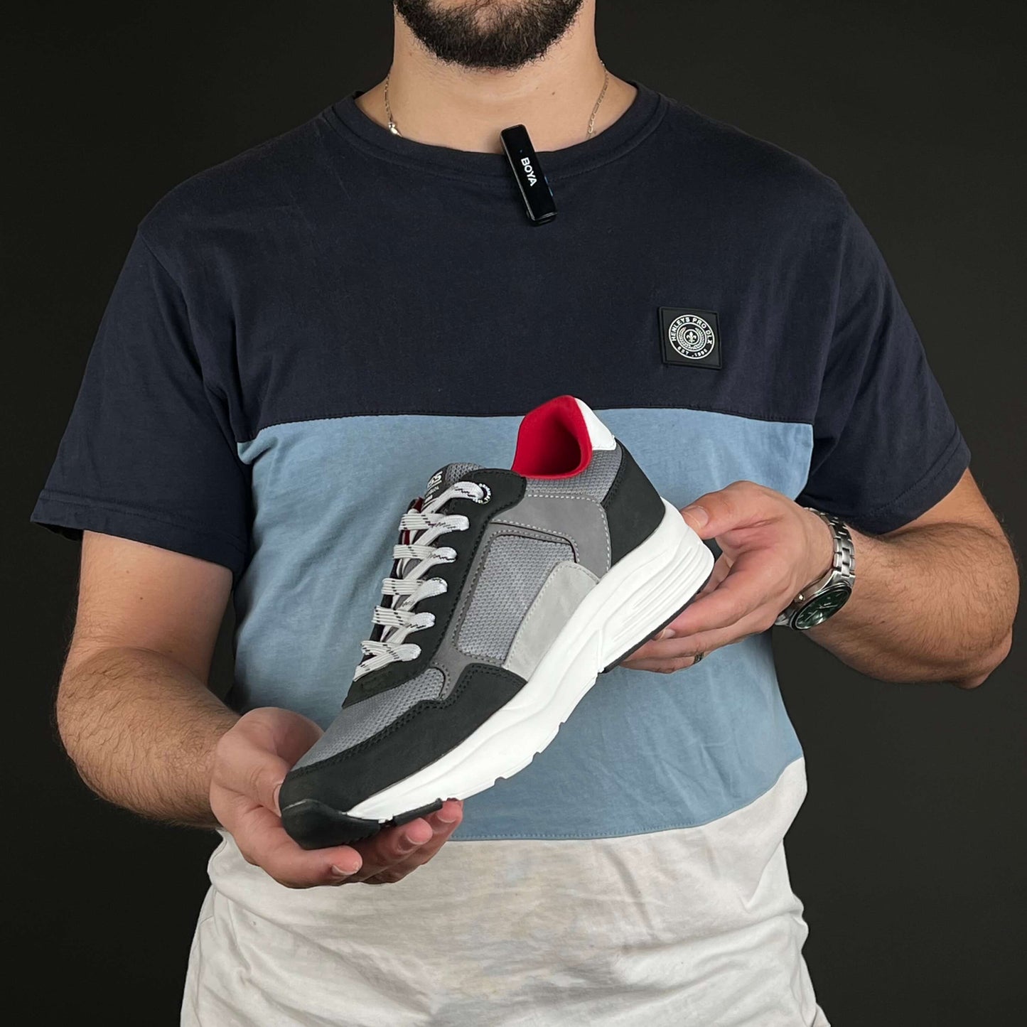 Basket Leoss Gris Noir