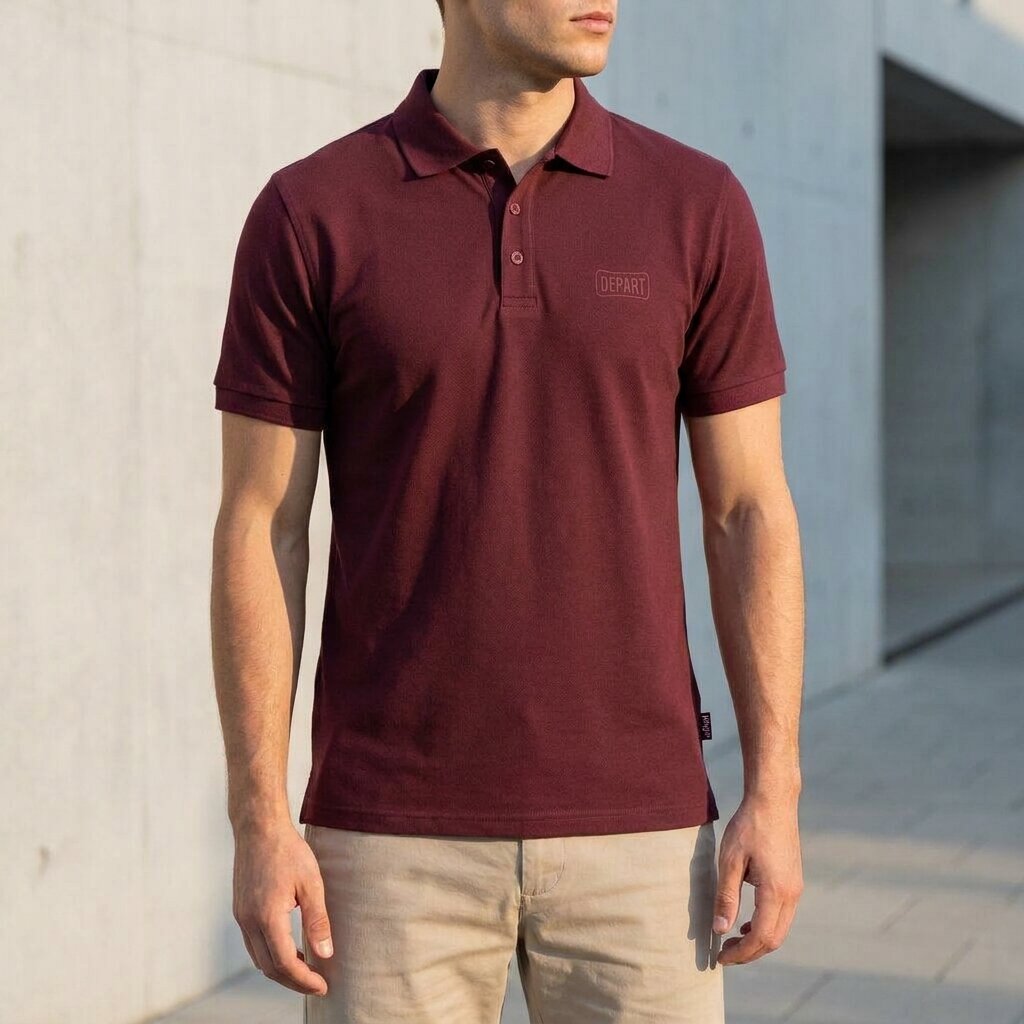 POLO DEPART HOMME COTON BORDEAUX