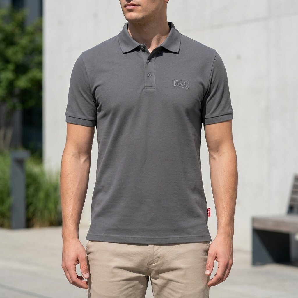 POLO DEPART HOMME COTON GRIS