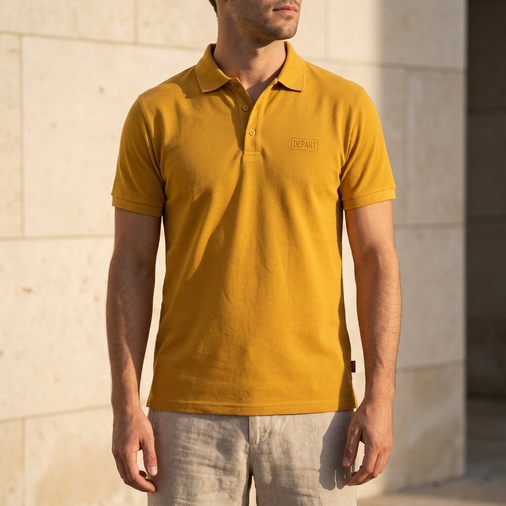 POLO DEPART HOMME COTON MOUTARDE