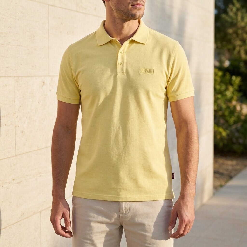 POLO DEPART HOMME COTON JAUNE
