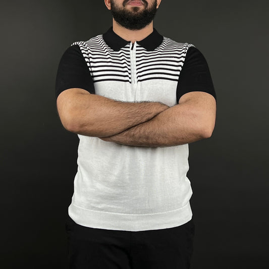 Tshirt Old Money Zipper Noir et Blanc