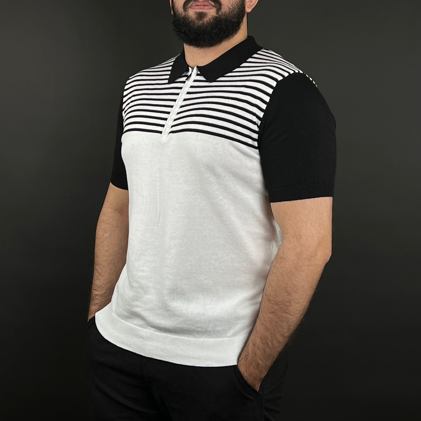 Tshirt Old Money Zipper Noir et Blanc