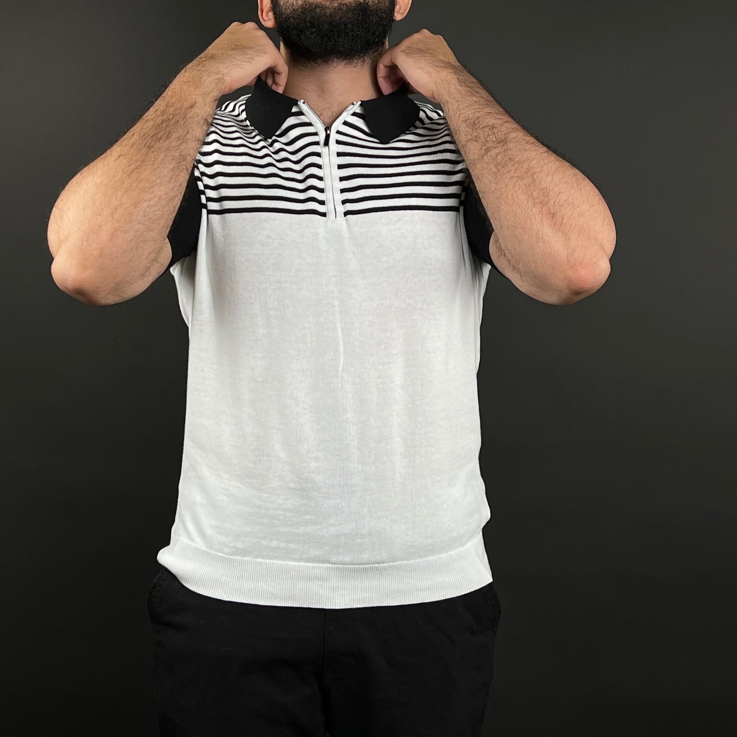 Tshirt Old Money Zipper Noir et Blanc
