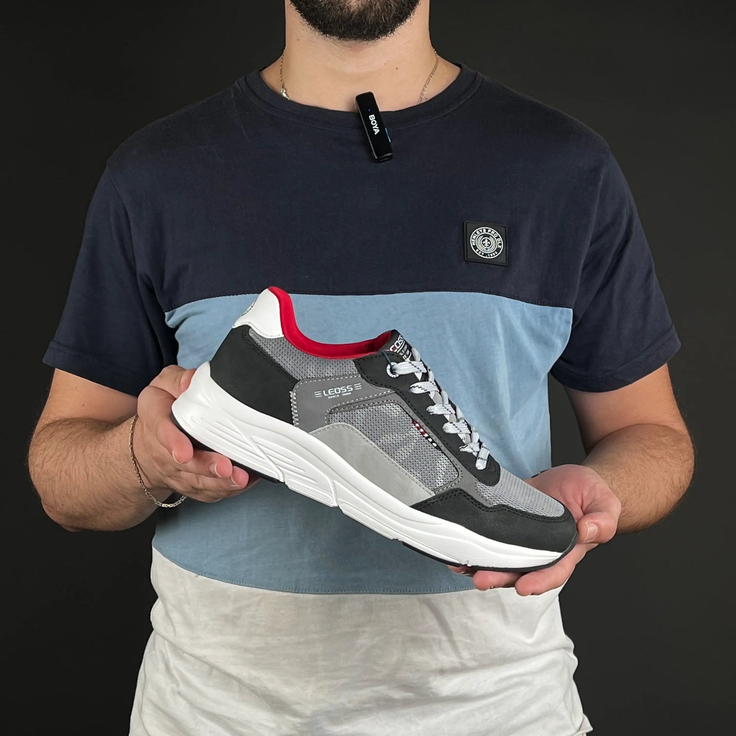 Basket Leoss Gris Noir