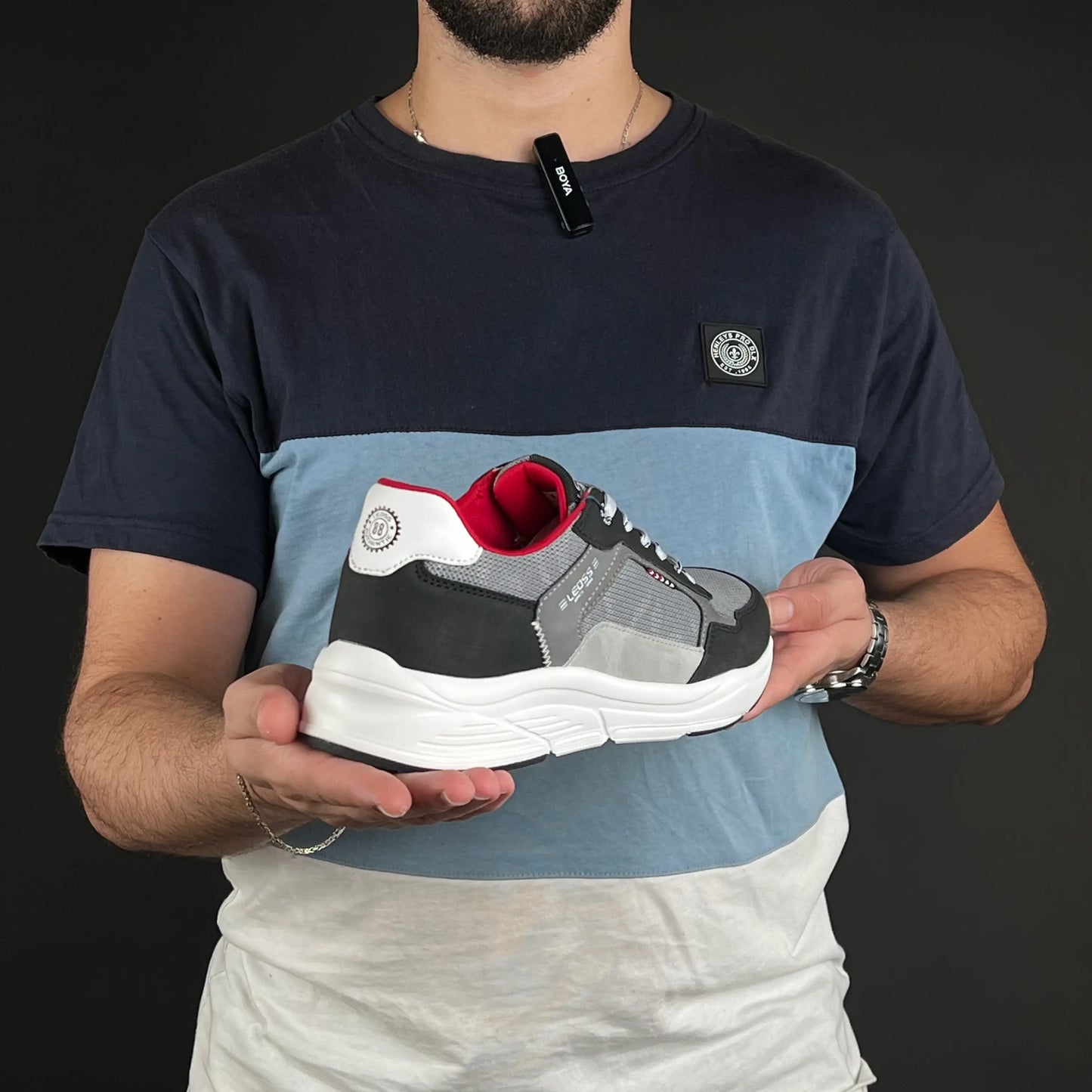 Basket Leoss Gris Noir