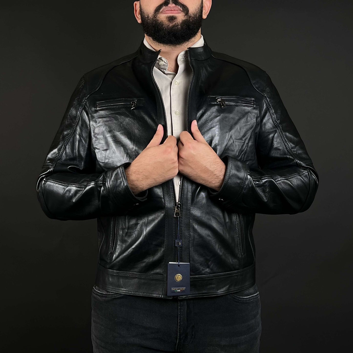 Veste Cuir Véritable Noir