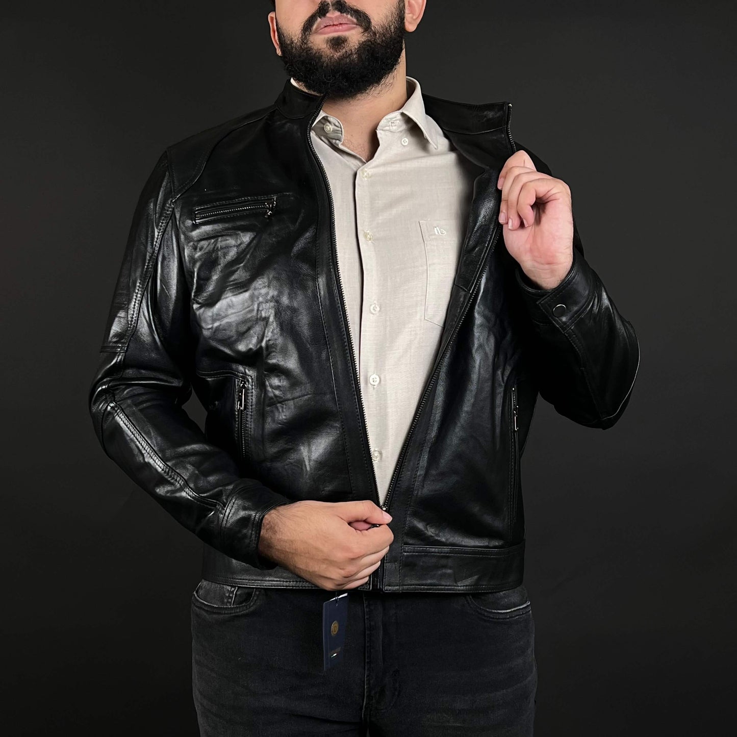 Veste Cuir Véritable Noir