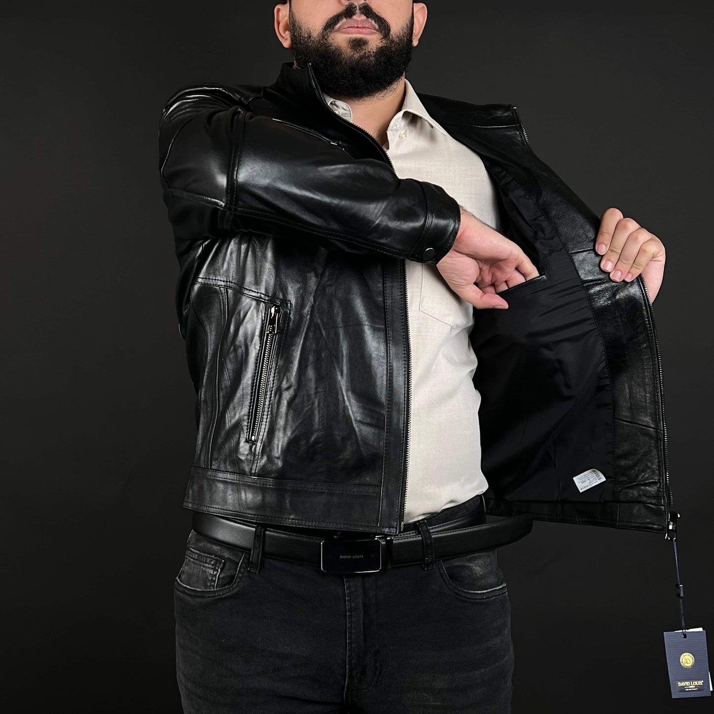 Veste Cuir Véritable Noir