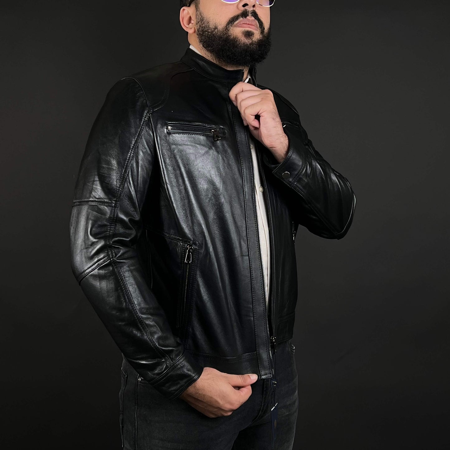 Veste Cuir Véritable Noir