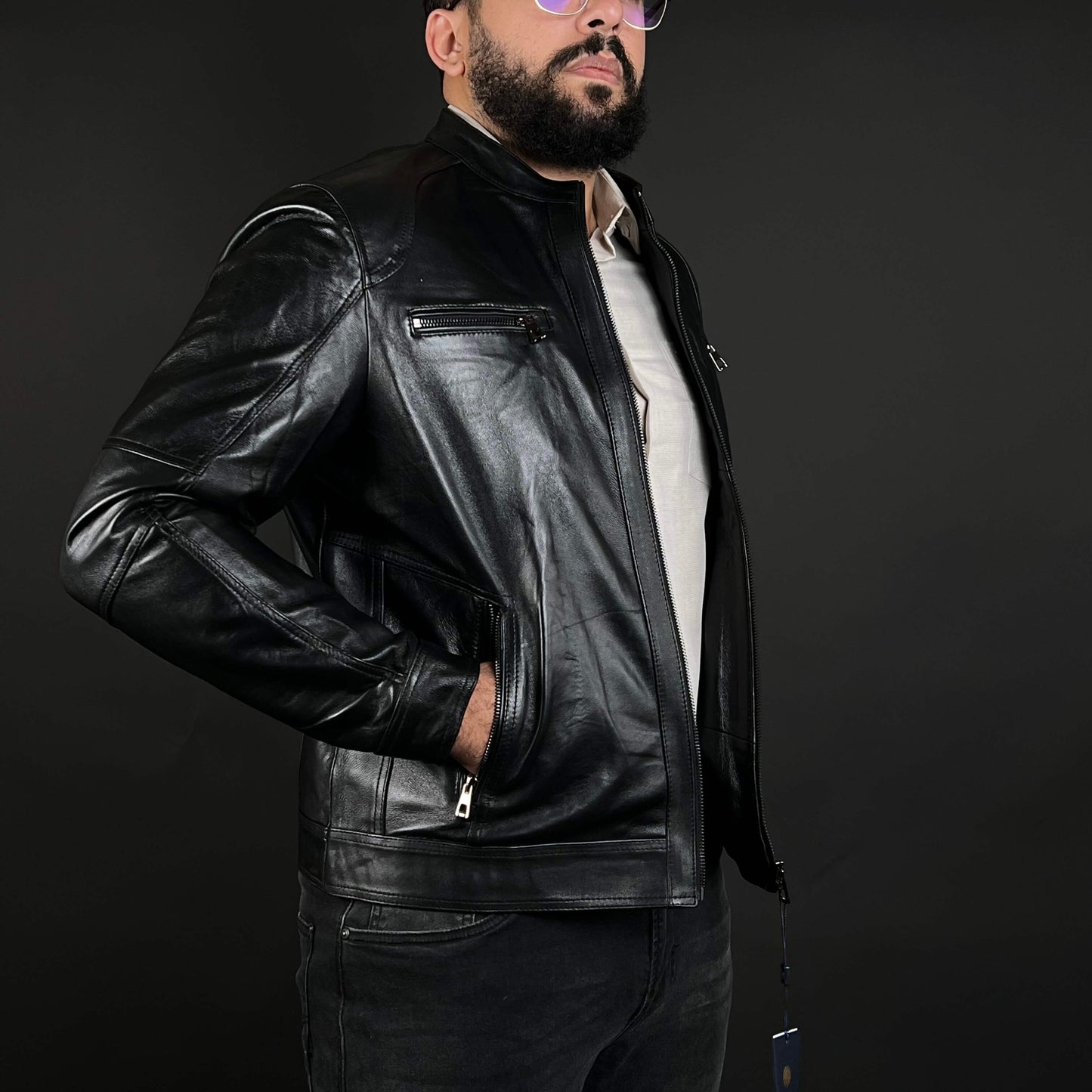 Veste Cuir Véritable Noir
