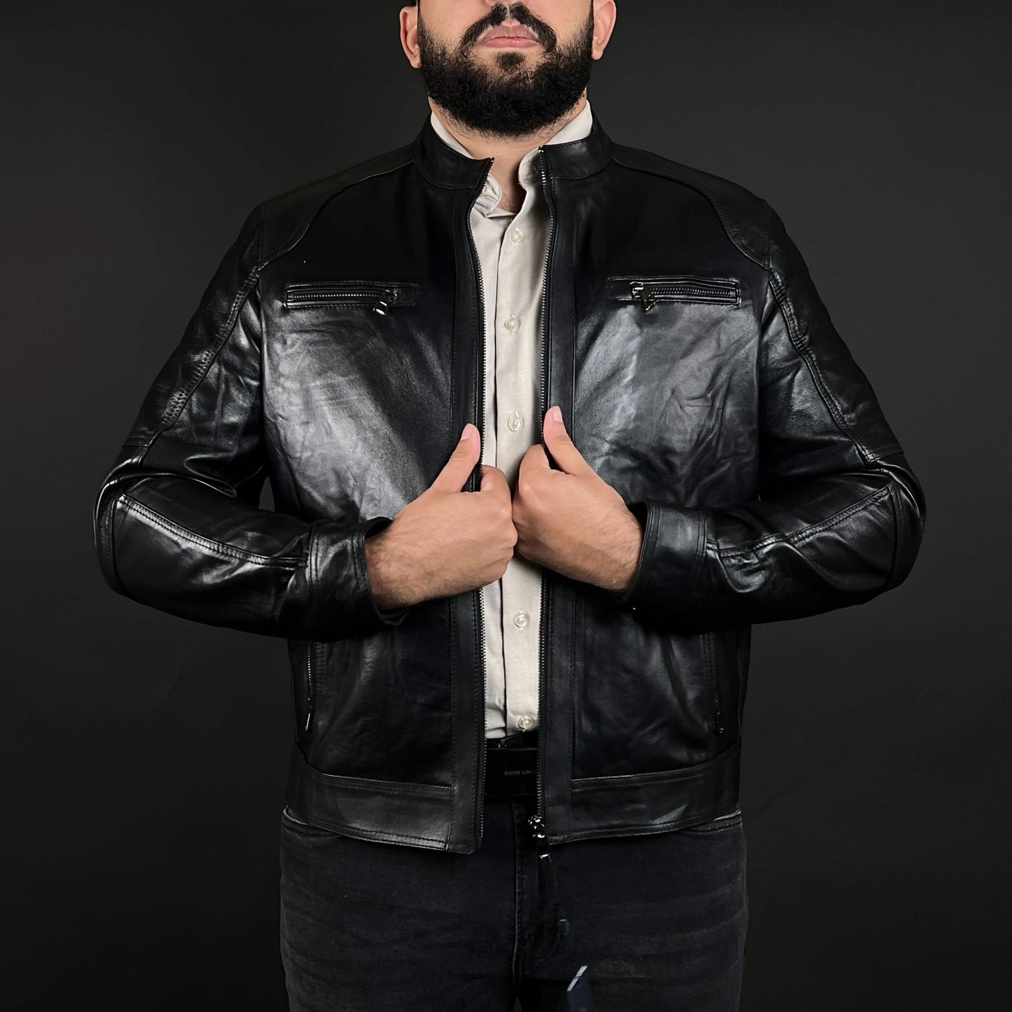 Veste Cuir Véritable Noir