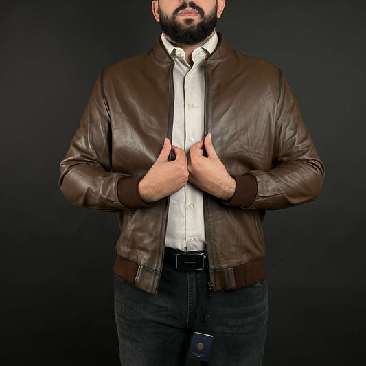 Veste Cuir Véritable New Marron