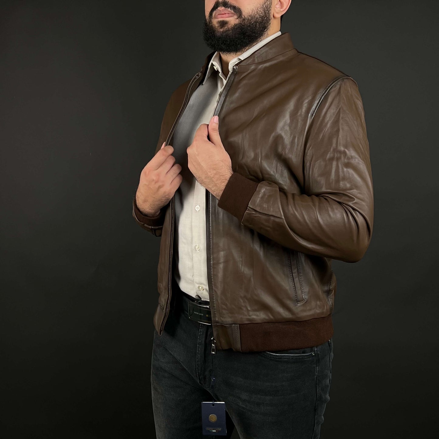 Veste Cuir Véritable New Marron