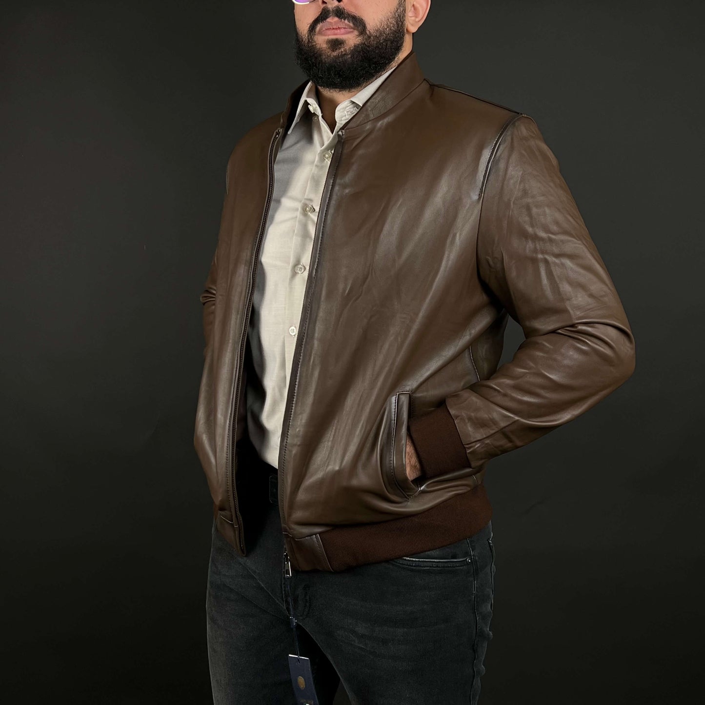 Veste Cuir Véritable New Marron