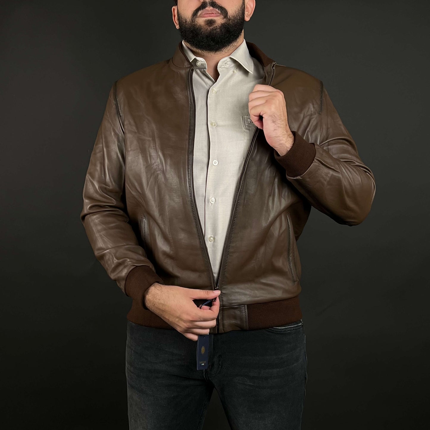 Veste Cuir Véritable New Marron