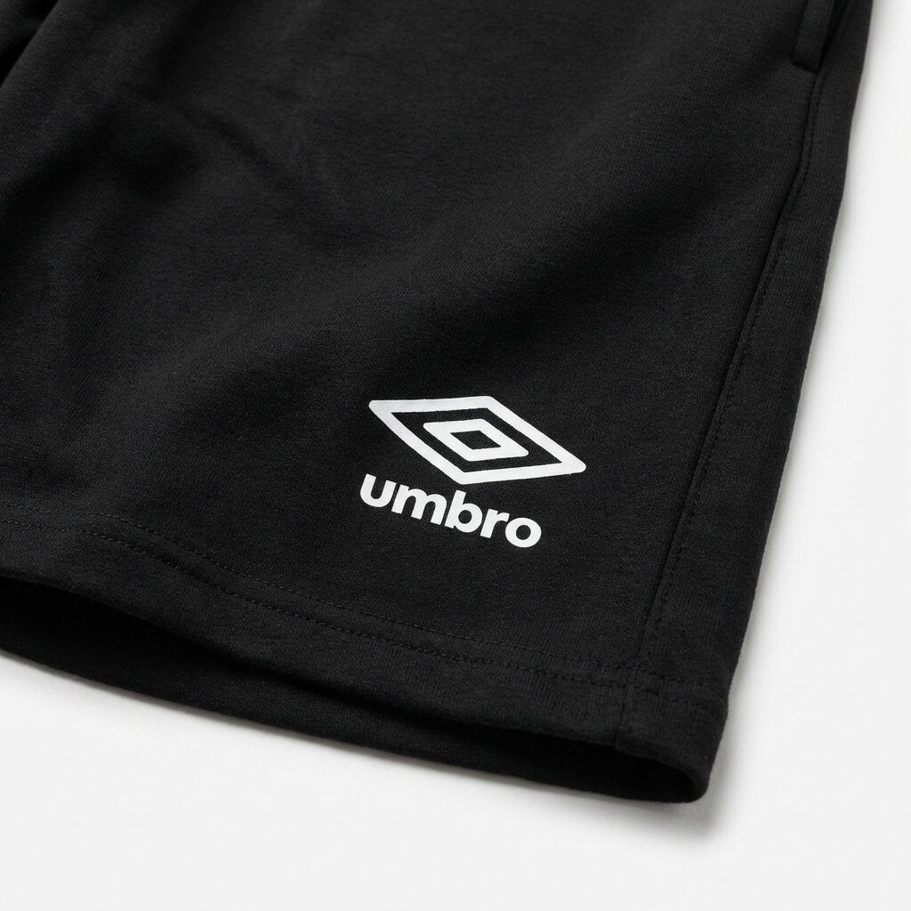 SHORT UMBRO COTON NOIR | LOGO BLANC