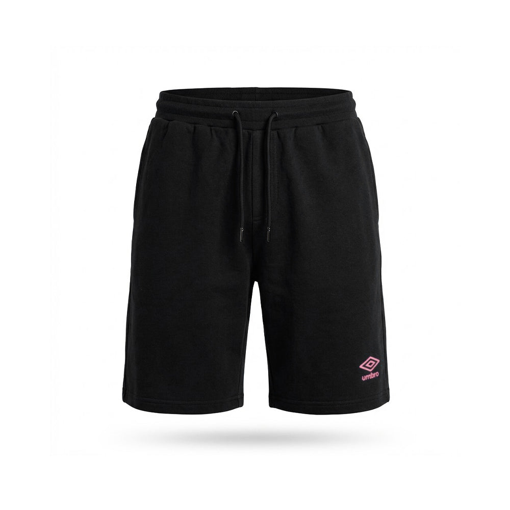 SHORT UMBRO COTON NOIR | LOGO ROSE